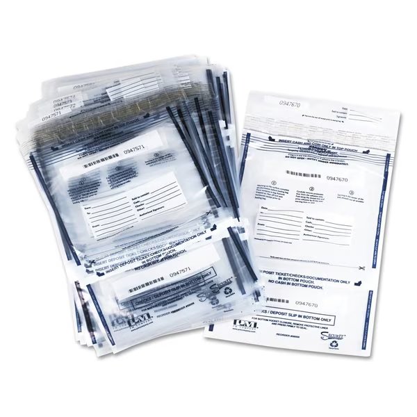 Clear Dual Deposit Bags, Tamper Evident, Plastic, 11 x 15, PK100, Iconex, Mfr#: PMF-58008